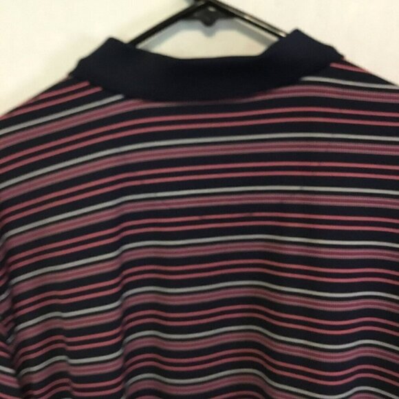 George Men's Striped 3-Button Short Sleeve Golf Polo Size 2XL Navy Blue Stripe - Picture 6 of 9